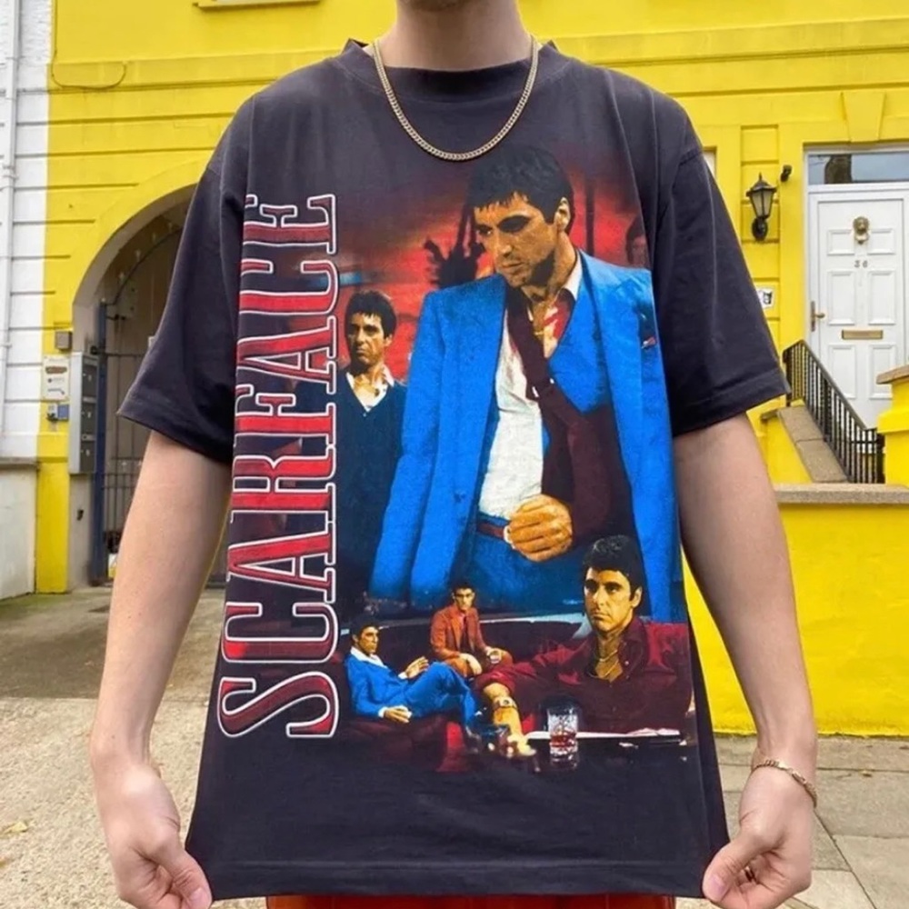 New AUTH Marino Morwood Scarface Al Pacino Rap Movie Tee Money Black Size L